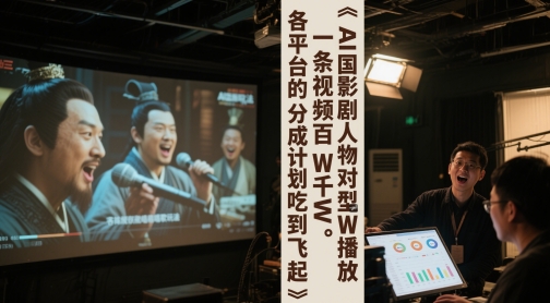 AI三国影视剧人物对口型唱歌玩法，一条视频百W千W播放，各平台的分成计划吃到飞起-南友云赚