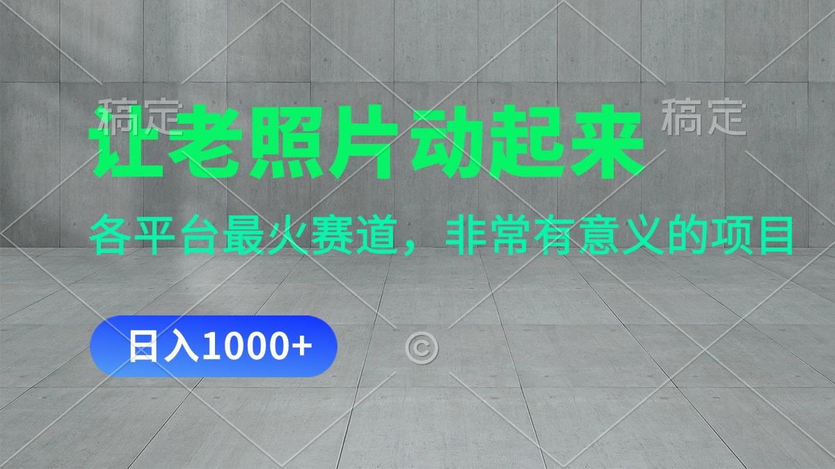 让老照片动起来，一天变现1000+，各平台最火赛道，看完就会-南友云赚