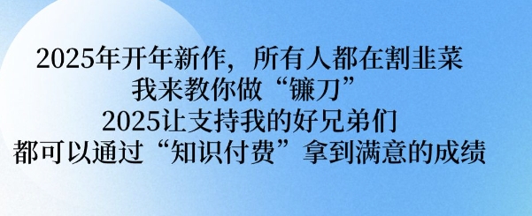 2025年开年新作，所有人都在割韭菜，我来教你做“镰刀” 2025让支持我的好兄弟们都可以通过“知识付费”拿到满意的成绩【揭秘】-南友云赚