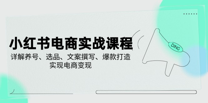 小红书电商实战课程，详解养号、选品、文案撰写、爆款打造，实现电商变现-南友云赚