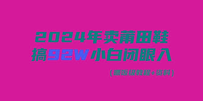 (9329期)2024年卖莆田鞋，搞了92W，小白闭眼操作！-南友云赚