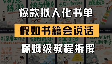 最新爆款拟人化书单玩法，假如书籍会说话，保姆级教程-南友云赚