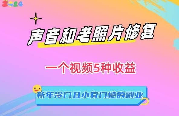 声音和老照片修复，一个视频5种收益，新年冷门且小有门槛的副业【揭秘】-南友云赚