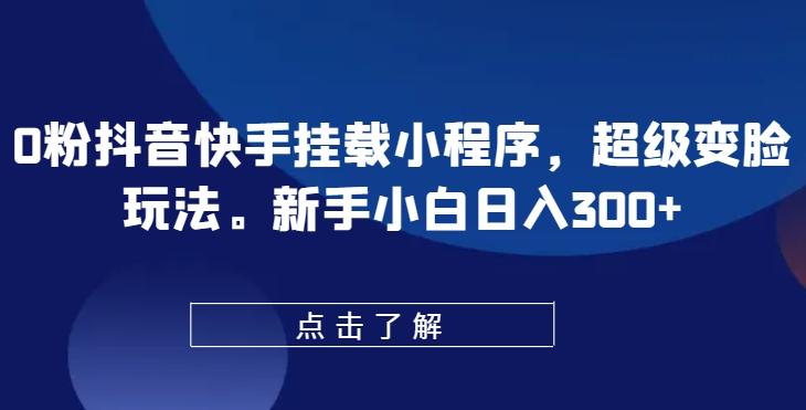 0粉抖音快手挂载小程序，超级变脸玩法，新手小白日入300+【揭秘】-南友云赚