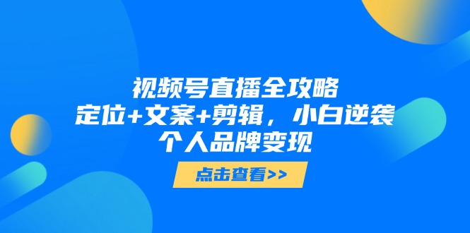 视频号直播全攻略，定位+文案+剪辑，小白逆袭个人品牌变现-南友云赚
