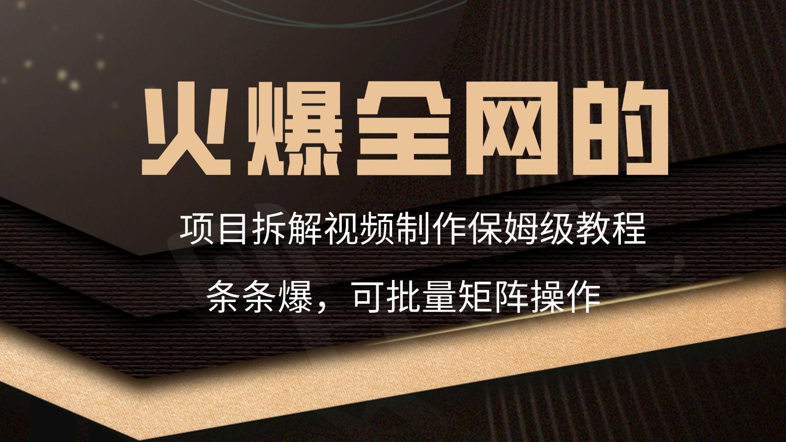火爆全网的项目拆解类视频如何制作，条条爆，保姆级教程-南友云赚