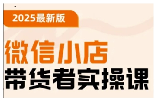 2025最新版微信小店带货者实操课，基础操作到高级运营技巧，快速上手-南友云赚