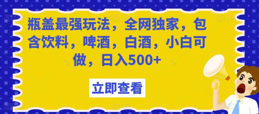 瓶盖最强玩法，全网独家，包含饮料，啤酒，白酒，小白可做，日入500+【揭秘】-南友云赚