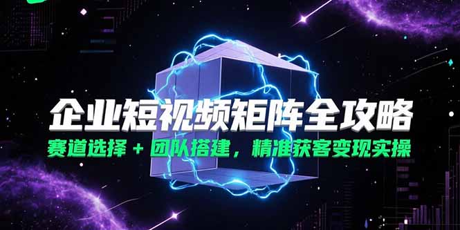 企业短视频矩阵全攻略，赛道选择+团队搭建，精准获客变现实操-南友云赚