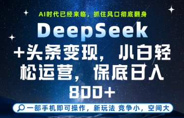 DeepSeek+头条变现，保姆级教学，小白轻松上手，日入8张+【揭秘】-南友云赚