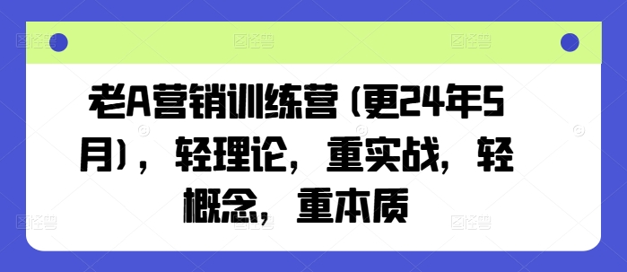 老A营销训练营(更25年4月)，轻理论，重实战，轻概念，重本质-南友云赚