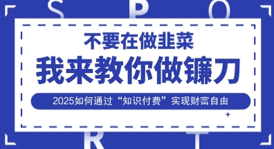 韭菜生涯终结者，我来教你做镰刀，2025如何通过“知识付费”实现财F自由【揭秘】-南友云赚