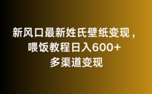 新风口最新姓氏壁纸变现，喂饭教程日入600+【揭秘】-南友云赚
