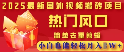 2025最新视频搬砖项目，热门风口，简单去重剪辑，小白也能轻松月入过W-南友云赚