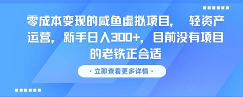 零成本变现的咸鱼虚拟项目， 轻资产运营，新手日入3张+，目前没有项目的老铁正合适-南友云赚