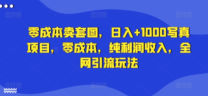 零成本卖套图，日入+1000写真项目，零成本，纯利润收入，全网引流玩法-南友云赚