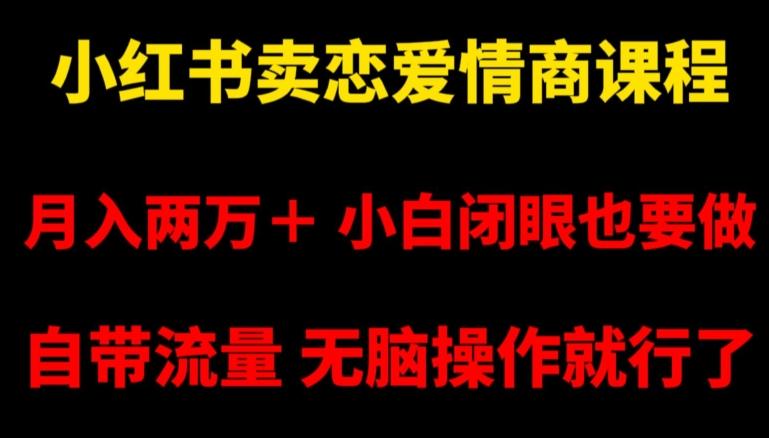 小红书卖恋爱情商课程，月入两万＋，小白闭眼也要做，自带流量，无脑操作就行了【揭秘】-南友云赚
