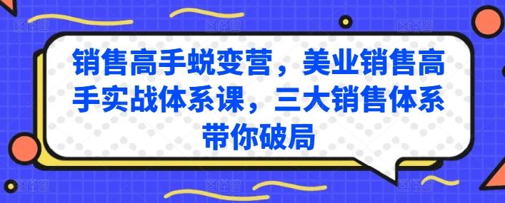 销售高手蜕变营，美业销售高手实战体系课，三大销售体系带你破局-南友云赚