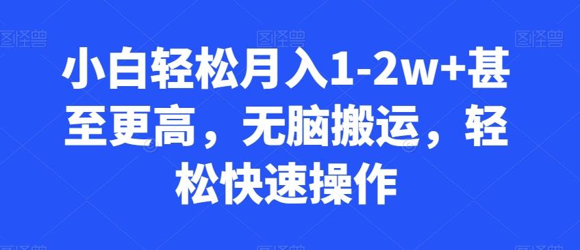 小白轻松月入1-2w+甚至更高，无脑搬运，轻松快速操作-南友云赚