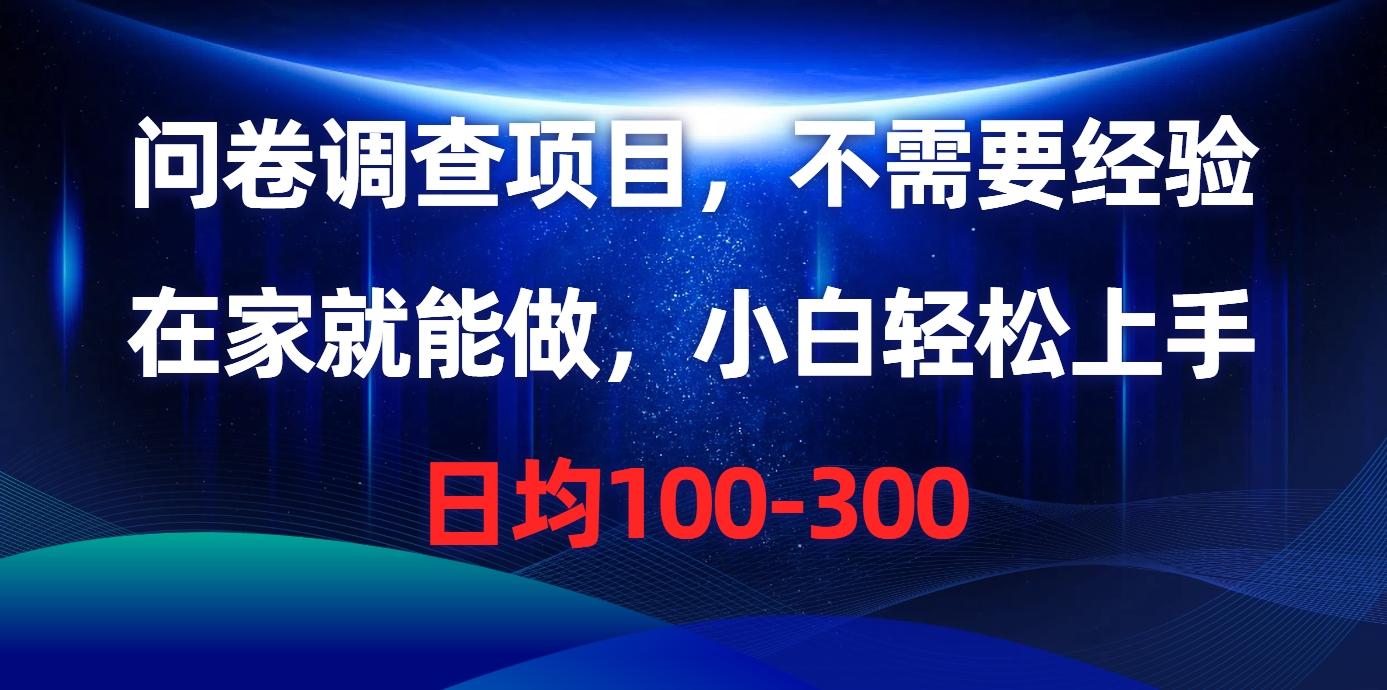 问卷调查项目，不需要经验，在家就能做，小白轻松上手，日均100-300-南友云赚