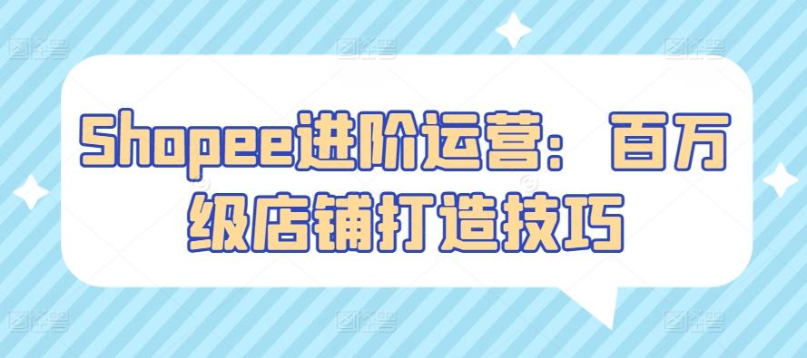 Shopee进阶运营：百万级店铺打造技巧-南友云赚