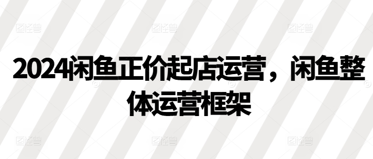 2024闲鱼正价起店运营，闲鱼整体运营框架-南友云赚