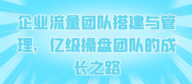企业流量团队搭建与管理，亿级操盘团队的成长之路-南友云赚