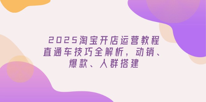 2025淘宝开店运营教程更新，直通车技巧全解析，动销、爆款、人群搭建-南友云赚