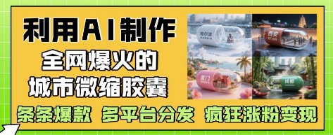 利用AI制作全网爆火的城市微缩胶囊，条条爆款， 多平台分发，疯狂涨粉变现-南友云赚