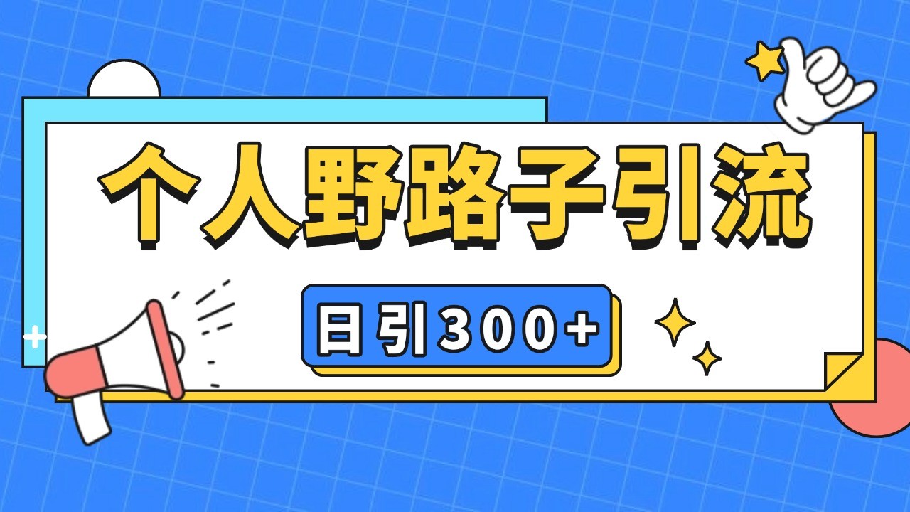 个人野路子引流日引300+精准客户，暴力截流玩法+克隆自热-南友云赚