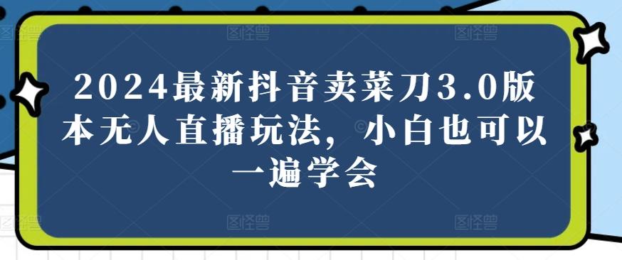2024最新抖音卖菜刀3.0版本无人直播玩法，小白也可以一遍学会【揭秘】-南友云赚