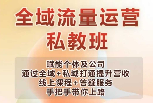 全域流量运营操盘课，赋能个体及公司通过全域+私域打通提升营收-南友云赚