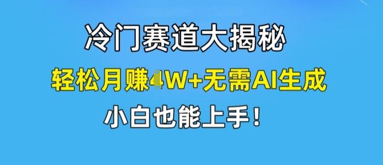 冷门赛道大揭秘，轻松月赚1W+无需AI生成，小白也能上手【揭秘】-南友云赚
