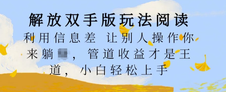 解放双手版玩法阅读，利用信息差让别人操作你来躺Z，管道收益才是王道，小白轻松上手【揭秘】-南友云赚