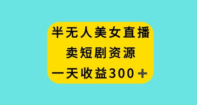 半无人美女直播，卖短剧资源，一天收益300+【揭秘】-南友云赚