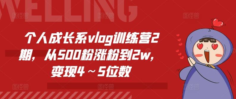 个人成长系vlog训练营2期，从500粉涨粉到2w，变现4～5位数-南友云赚