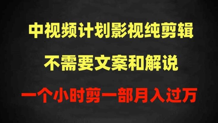 中视频计划影视纯剪辑，不需要文案和解说，一个小时剪一部，100%过原创月入过万【揭秘】-南友云赚