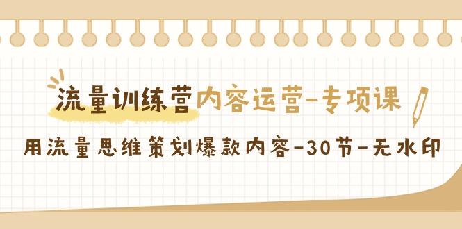 流量训练营之内容运营-专项课，用流量思维策划爆款内容-30节-无水印-南友云赚