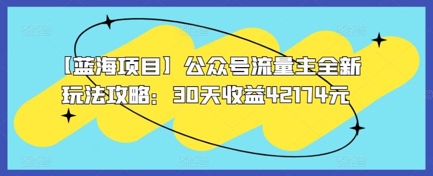 【蓝海项目】公众号流量主全新玩法攻略：30天收益42174元【揭秘】-南友云赚