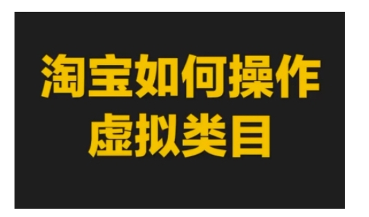 淘宝如何操作虚拟类目，淘宝虚拟类目玩法实操教程-南友云赚