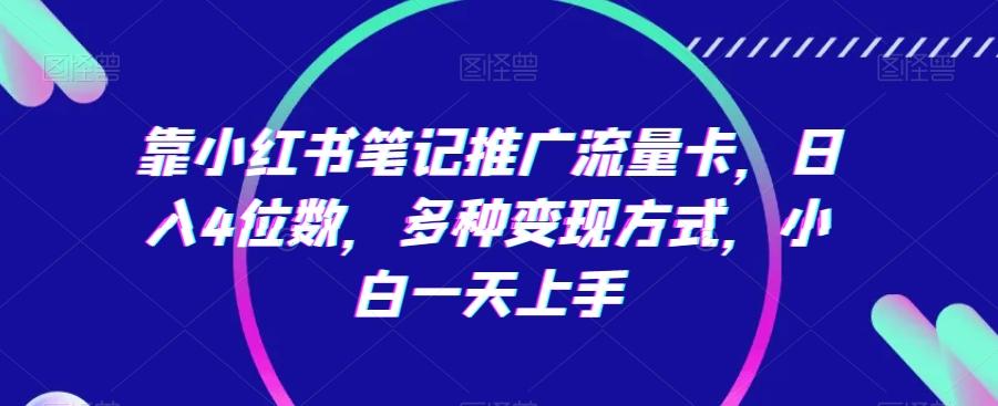 靠小红书笔记推广流量卡，日入4位数，多种变现方式，小白一天上手-南友云赚