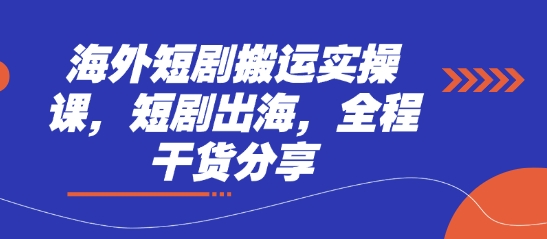 海外短剧搬运实操课，短剧出海，全程干货分享-南友云赚