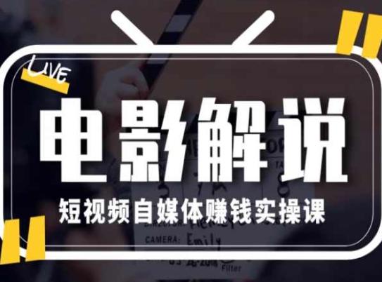 电影解说短视频自媒体赚钱实操课，教你做电影解说短视频，月赚1万-南友云赚
