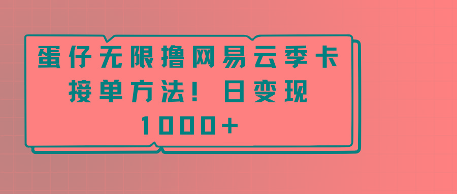 蛋仔无限撸网易云季卡接单方法！日变现1000+-南友云赚
