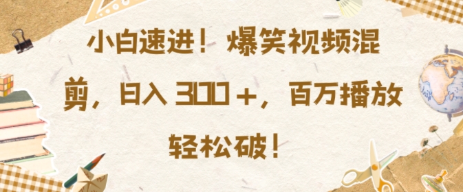 小白速进，爆笑视频混剪，日入3张，百万播放轻松破【揭秘】-南友云赚
