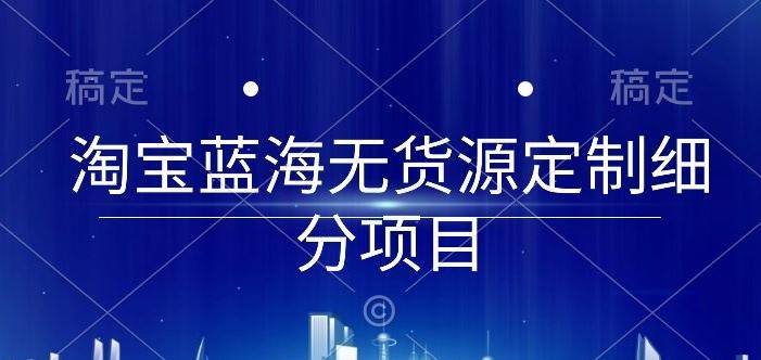 淘宝蓝海无货源定制细分项目，从0到起店实操全流程【揭秘】-南友云赚