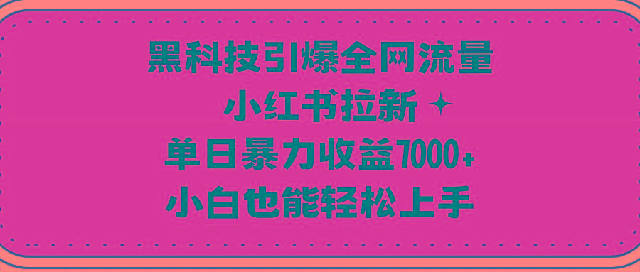(9679期)黑科技引爆全网流量小红书拉新，单日暴力收益7000+，小白也能轻松上手-南友云赚