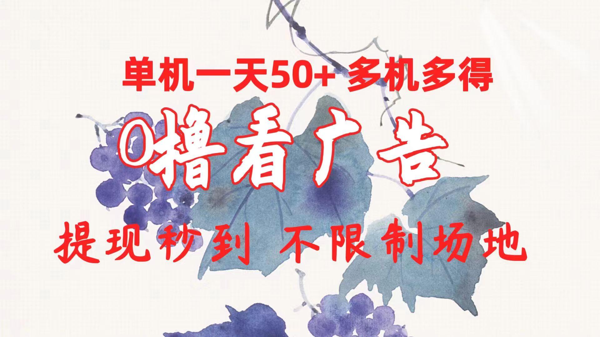 0撸看广告 单机一天50+多机多得 提现秒到 不限制场地操作-南友云赚