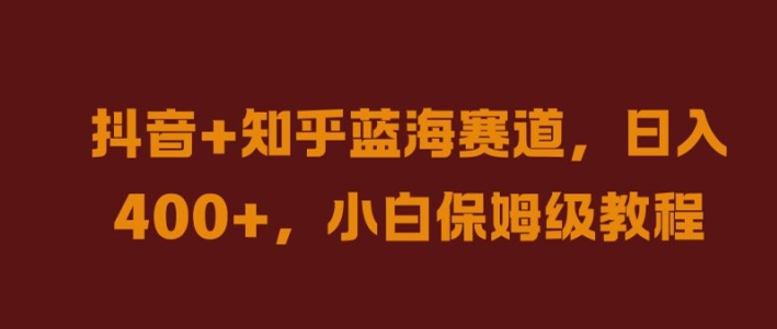 抖音+知乎蓝海赛道，日入几张，小白保姆级教程【揭秘】-南友云赚