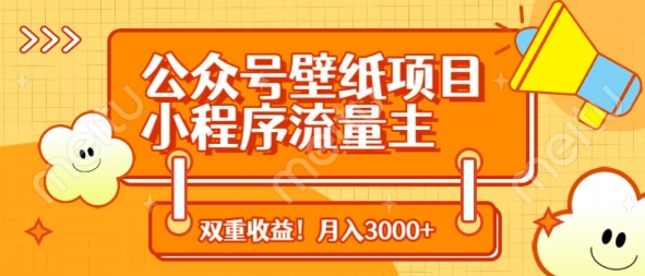 公众号壁纸项目，小程序流量主双收益，月入3000+-南友云赚